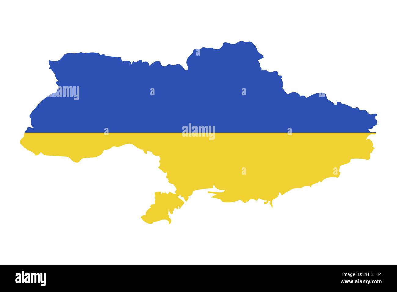 Mappa Ucraina colorata in Bandiera Nazionale isolata su bianco. Illustrazioni vettoriali Illustrazione Vettoriale