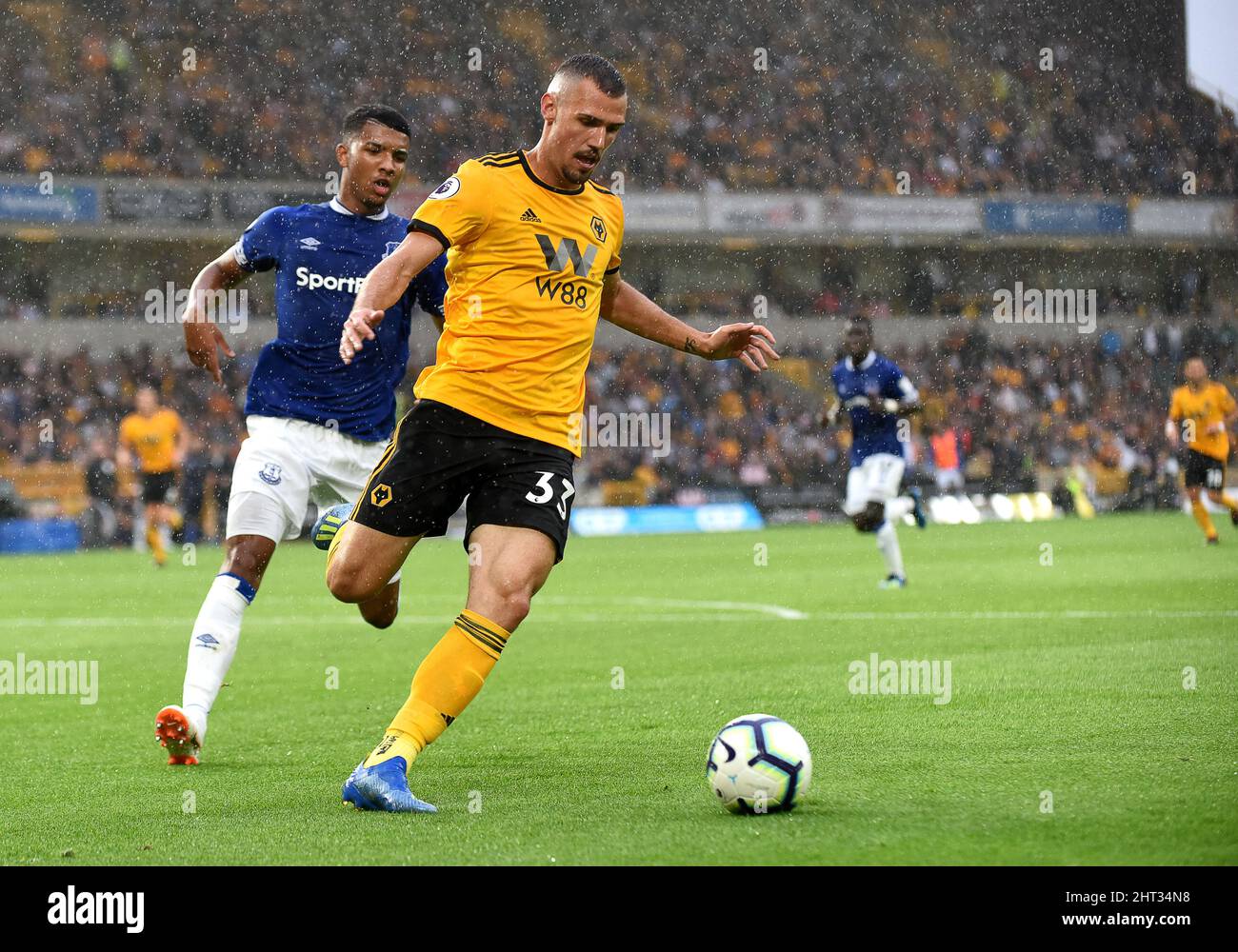 Leone Bonatini di lupi. Wolverhampton Wanderers / Everton a Molineux 11/08/2018 - English Premier League Foto Stock