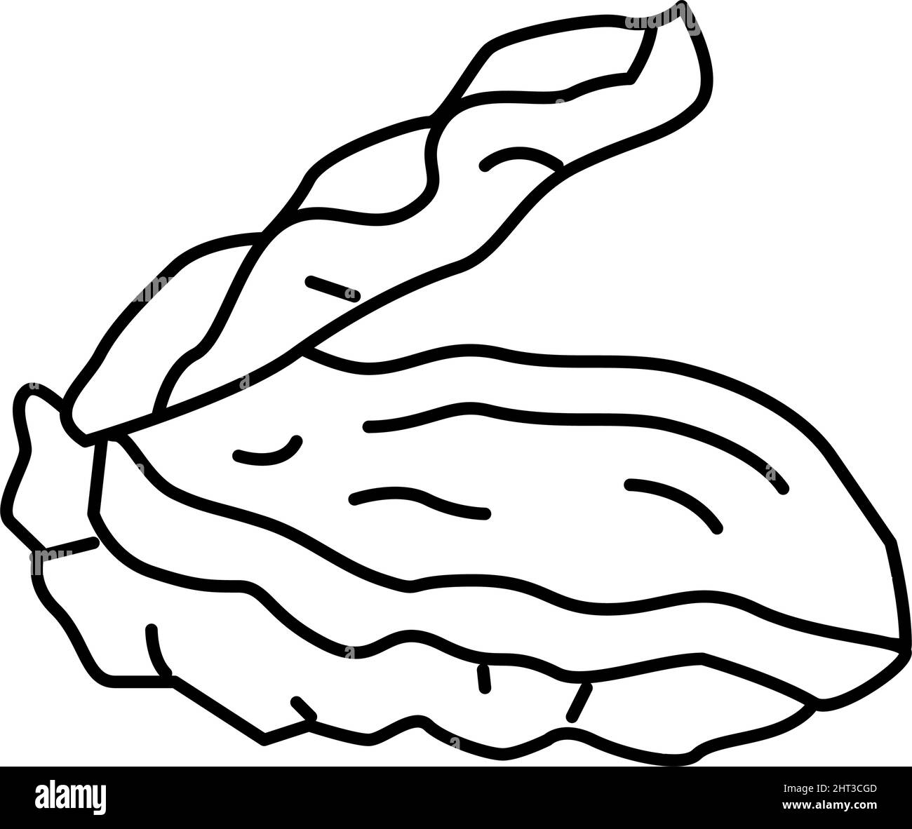 oyster ha aperto l'illustrazione vettoriale dell'icona della linea di shell Illustrazione Vettoriale