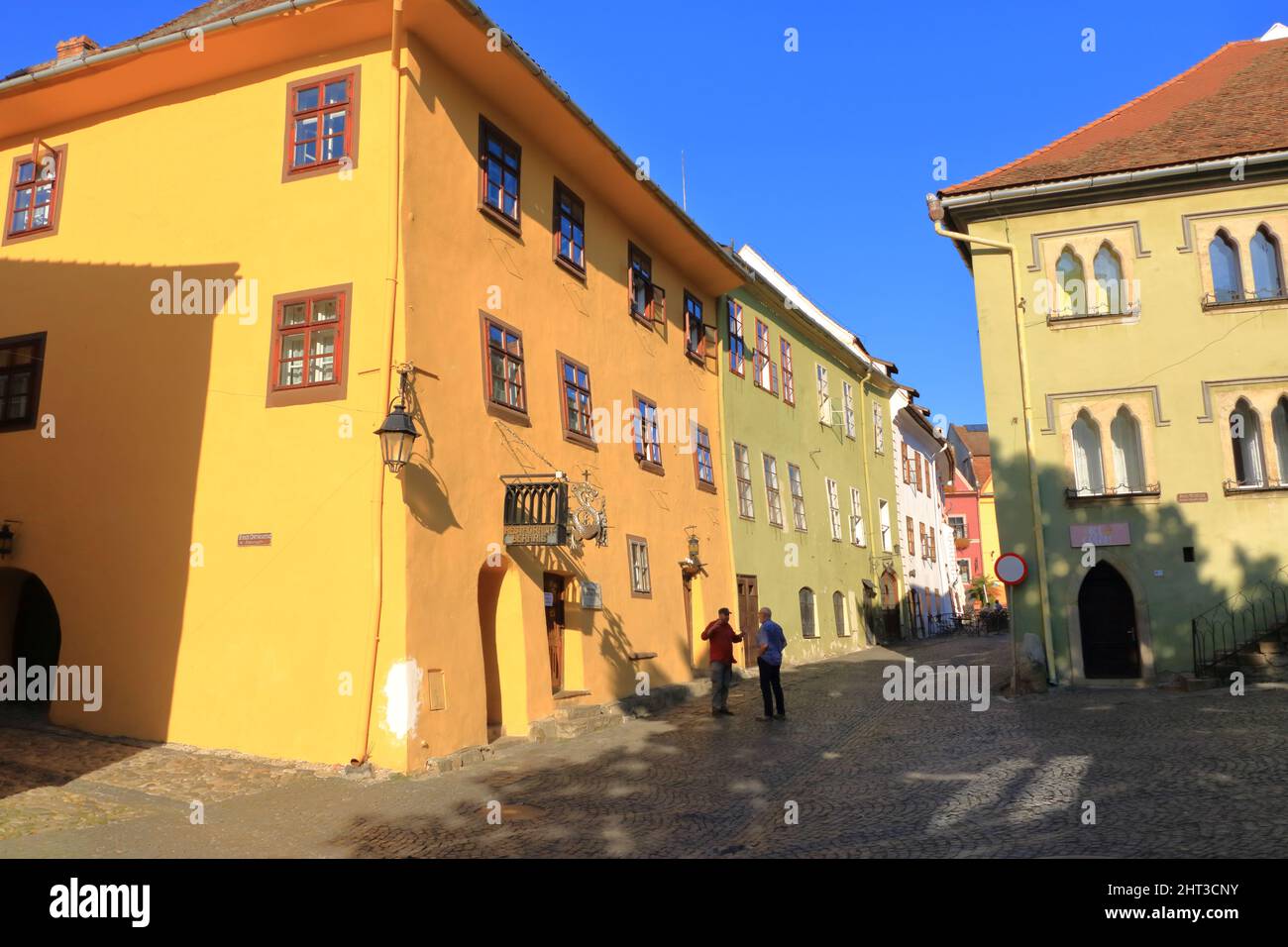 7 2021 settembre - Sighisoara, Schäßburg, Romania: La Casa di Vlad Dracul in Transilvania al sole del mattino Foto Stock
