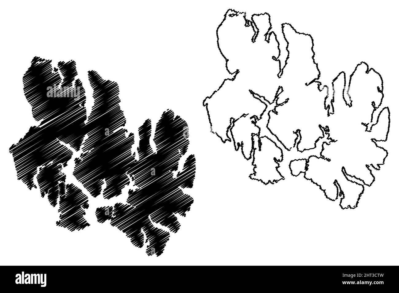 Isola di Aracena (Repubblica del Cile, Sud e America Latina, Arcipelago di Tierra del Fuego) mappa vettore illustrazione, schizza traccia mappa Isla Aracena mappa Illustrazione Vettoriale