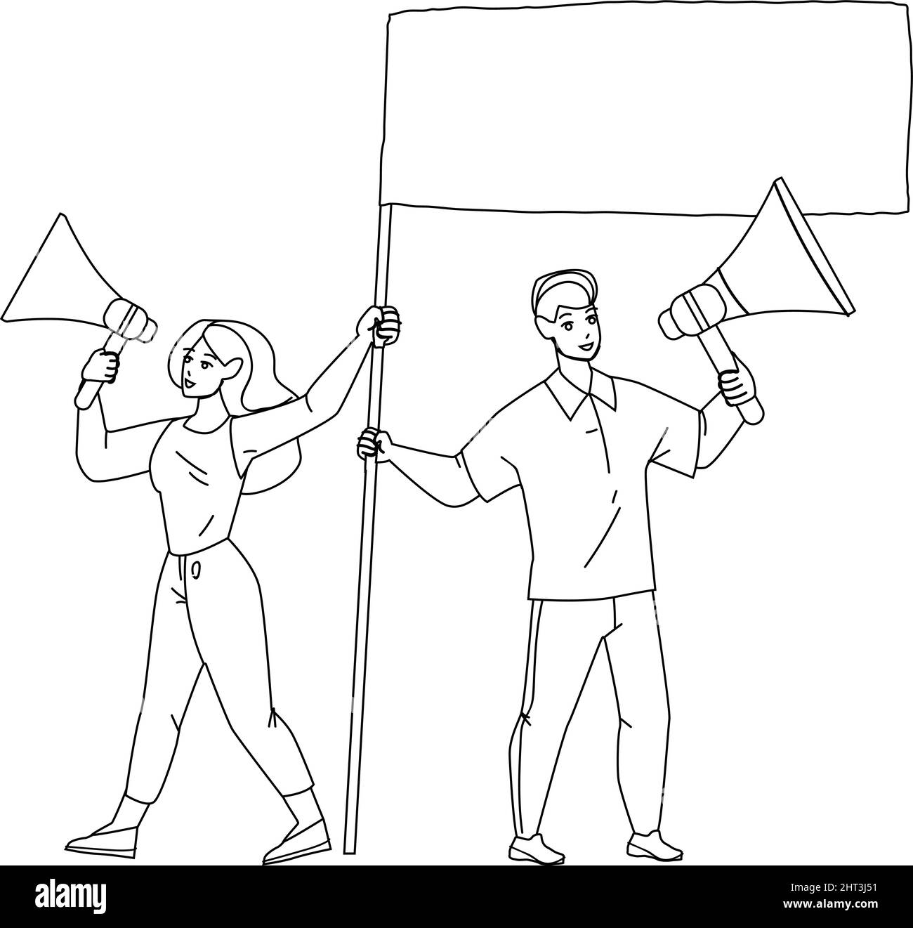 Seguici Screaming Boy and Girl su Protest Vector Illustrazione Vettoriale