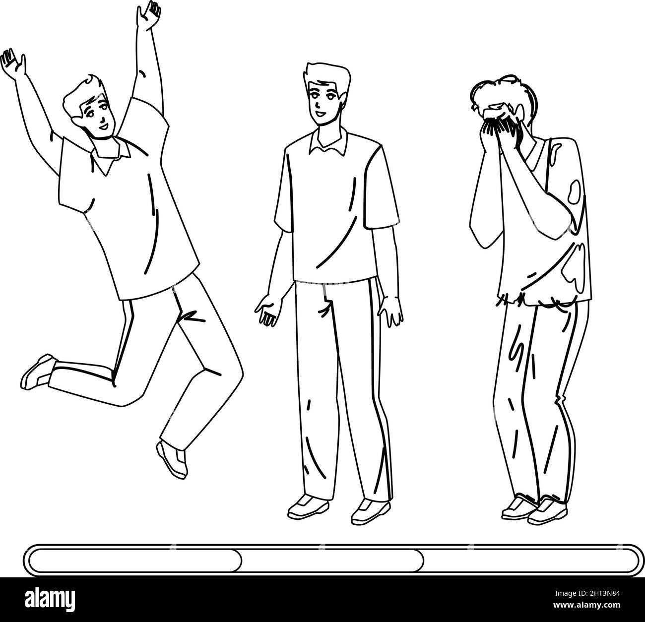 Uomo Mood Laughing, sorridente e infelice Vector Illustrazione Vettoriale