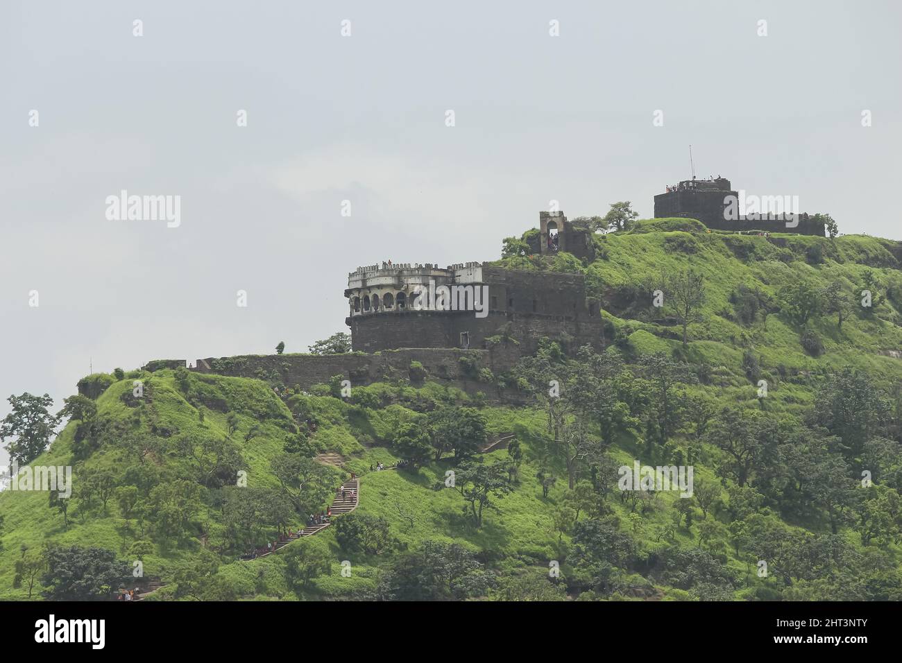 Rara vista del Forte Devgiri durante la stagione delle piogge. Daulatabad, Aurangabad, Maharashtra Foto Stock