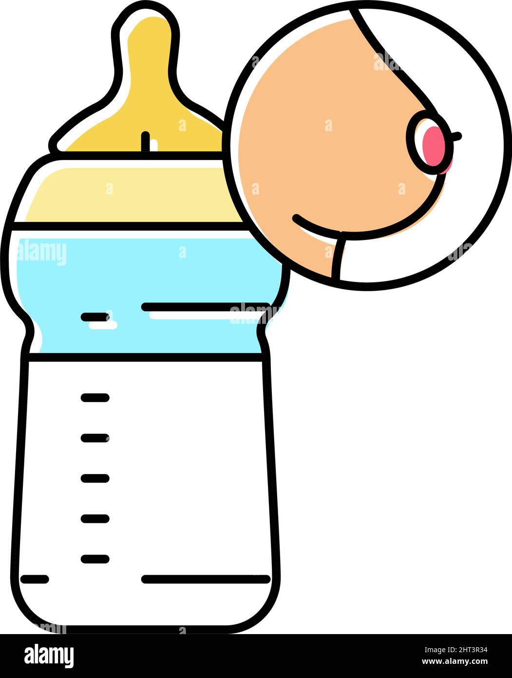 illustrazione vettoriale dell'icona del colore di alimentazione dei biberon Illustrazione Vettoriale
