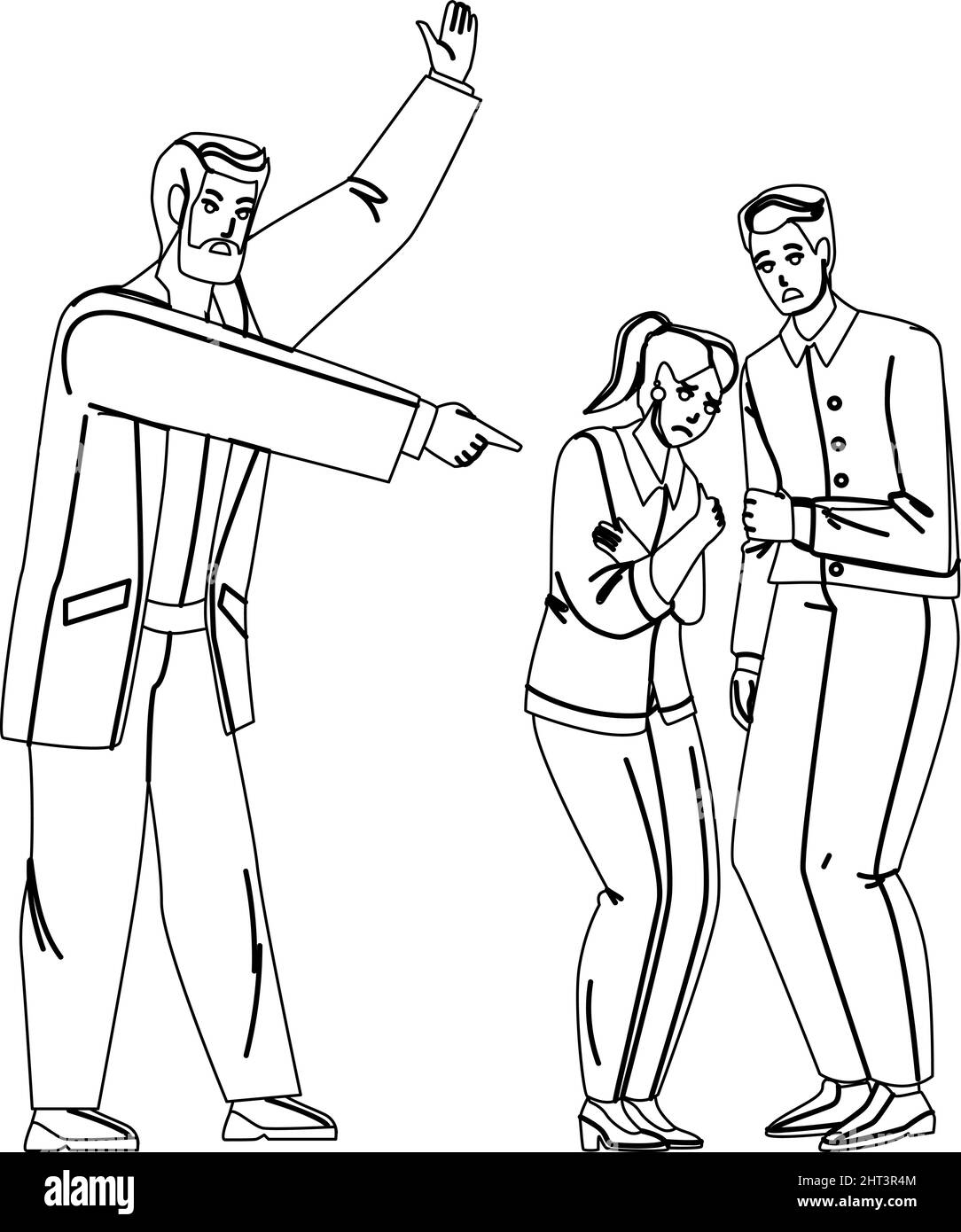 Aggressività boss e negativo in Office Vector Illustrazione Vettoriale