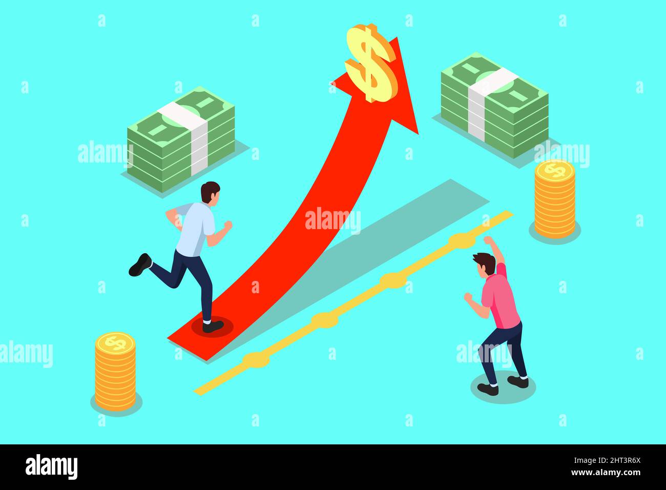 Un'illustrazione vettoriale del concetto di Inflation Economy Business Finance Illustrazione Vettoriale