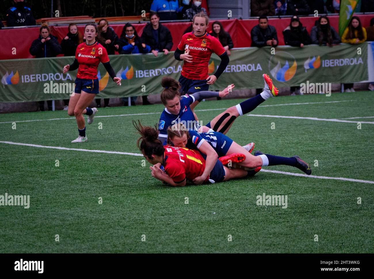 Alcobendas, Spagna. 26th Feb 2022. Rugby Europe Campionato femminile 2022 - Spagna vs Russia. Il Rugby Europe Championship è la competizione senior di Rugby Europe Women. Stadio Las Terrazas, Alcobendas, Spagna. Credit: EnriquePSans / Alamy Live News Foto Stock