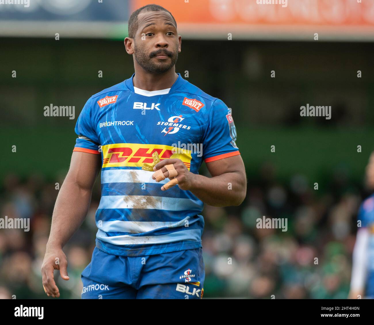 Sergeal Petersen di Stormers durante la partita United Rugby Championship Round 10 tra Connacht Rugby e DHL Stormers allo Sportsground di Galway, Irlanda, il 26 febbraio 2022 (Foto di Andrew SURMA/ SIPA USA). Foto Stock