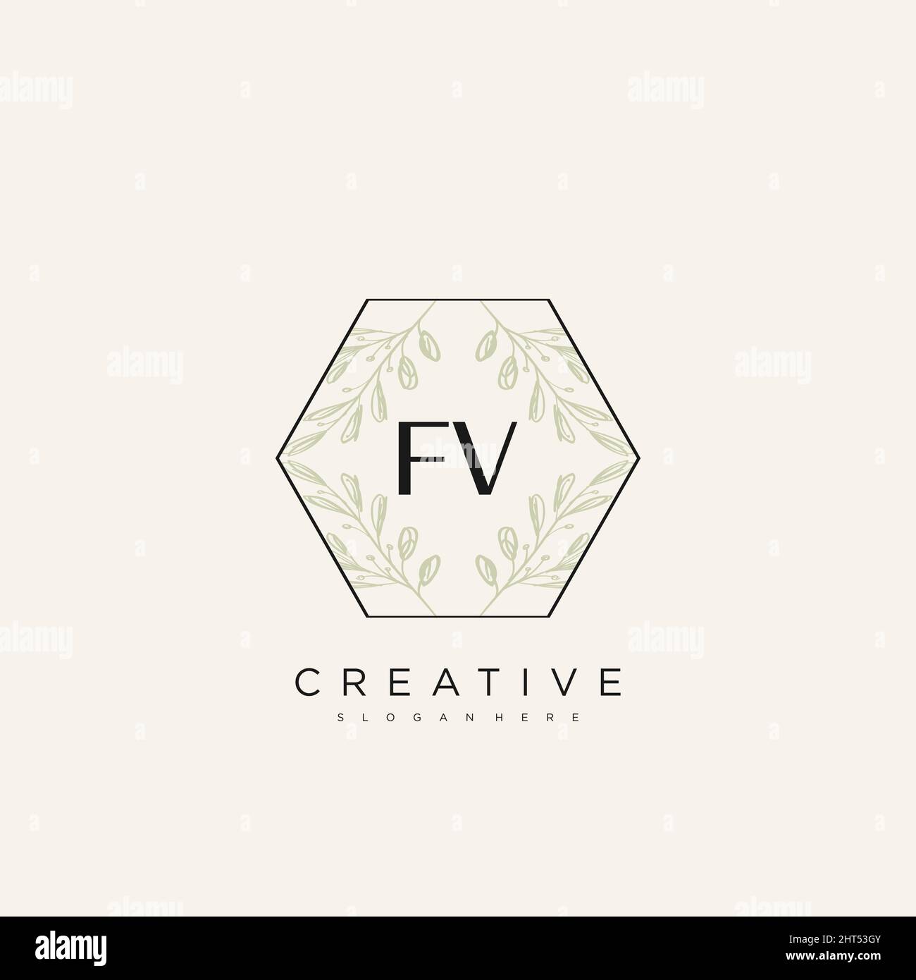 FV Initial Letter Flower Logo Template vettore premium Illustrazione Vettoriale