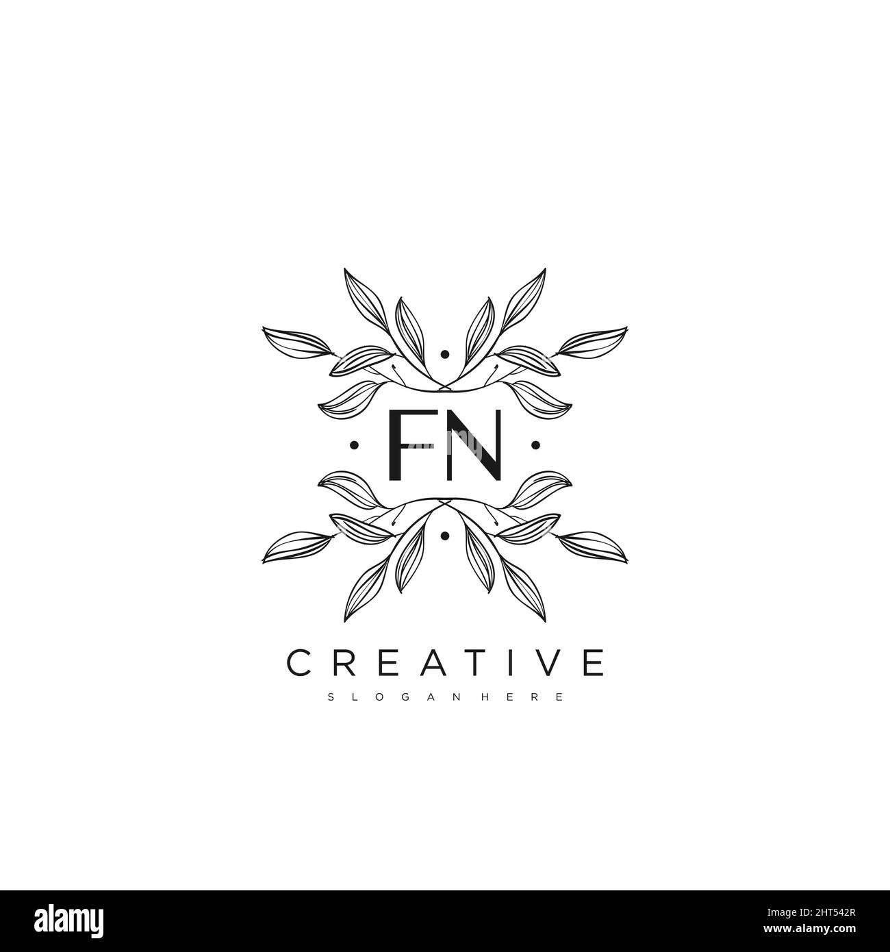 FN Initial Letter Flower Logo Template vettore premium Illustrazione Vettoriale