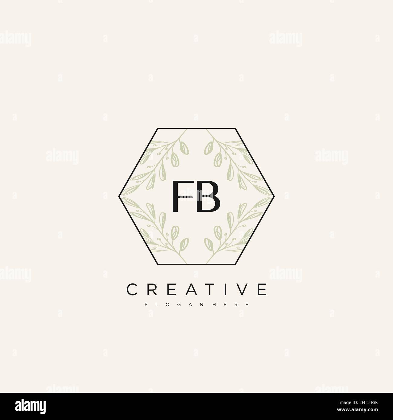 FB Initial Letter Flower Logo Template vettore premium Illustrazione Vettoriale