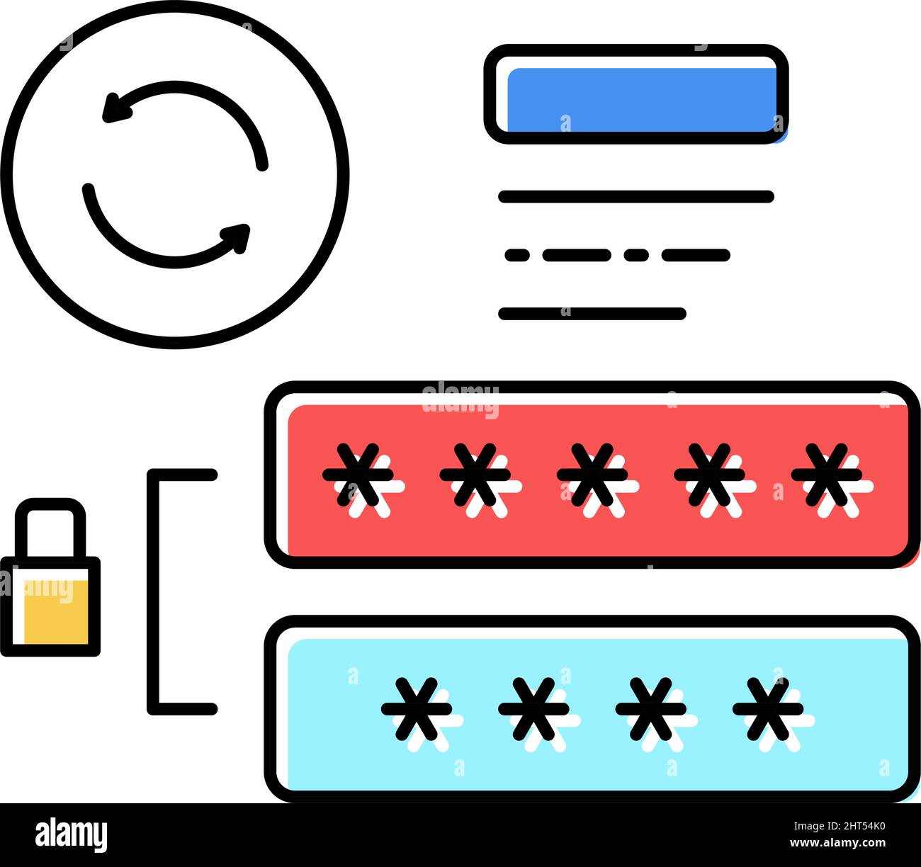 errore simbolo vettoriale icona a colori password Illustrazione Vettoriale