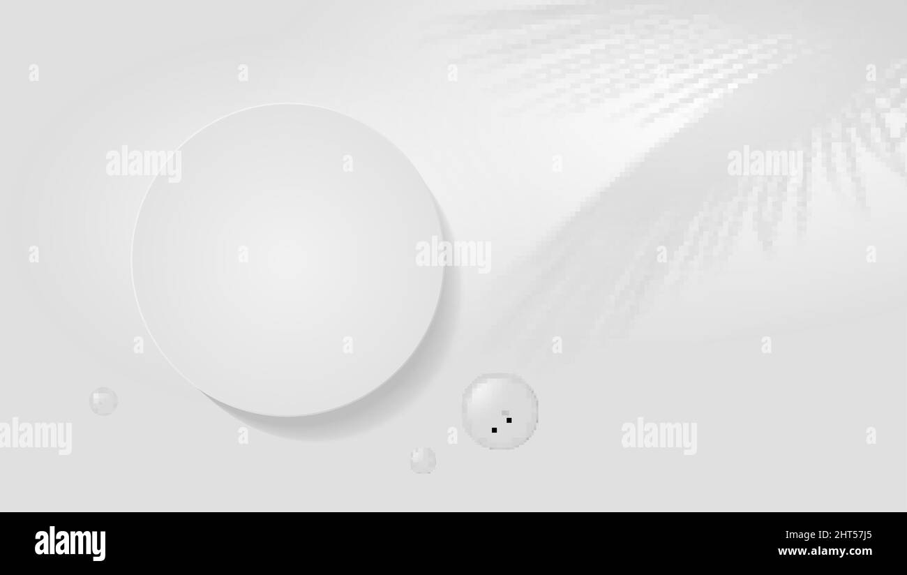 Podio in studio. Gocce d'acqua e ombra di foglie di palma sul pavimento. Illustrazione Vettoriale