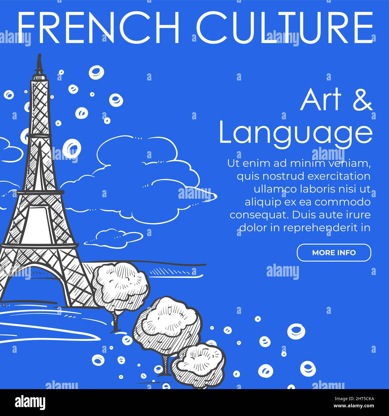 Pagina web della cultura, dell'arte e della lingua francese Illustrazione Vettoriale
