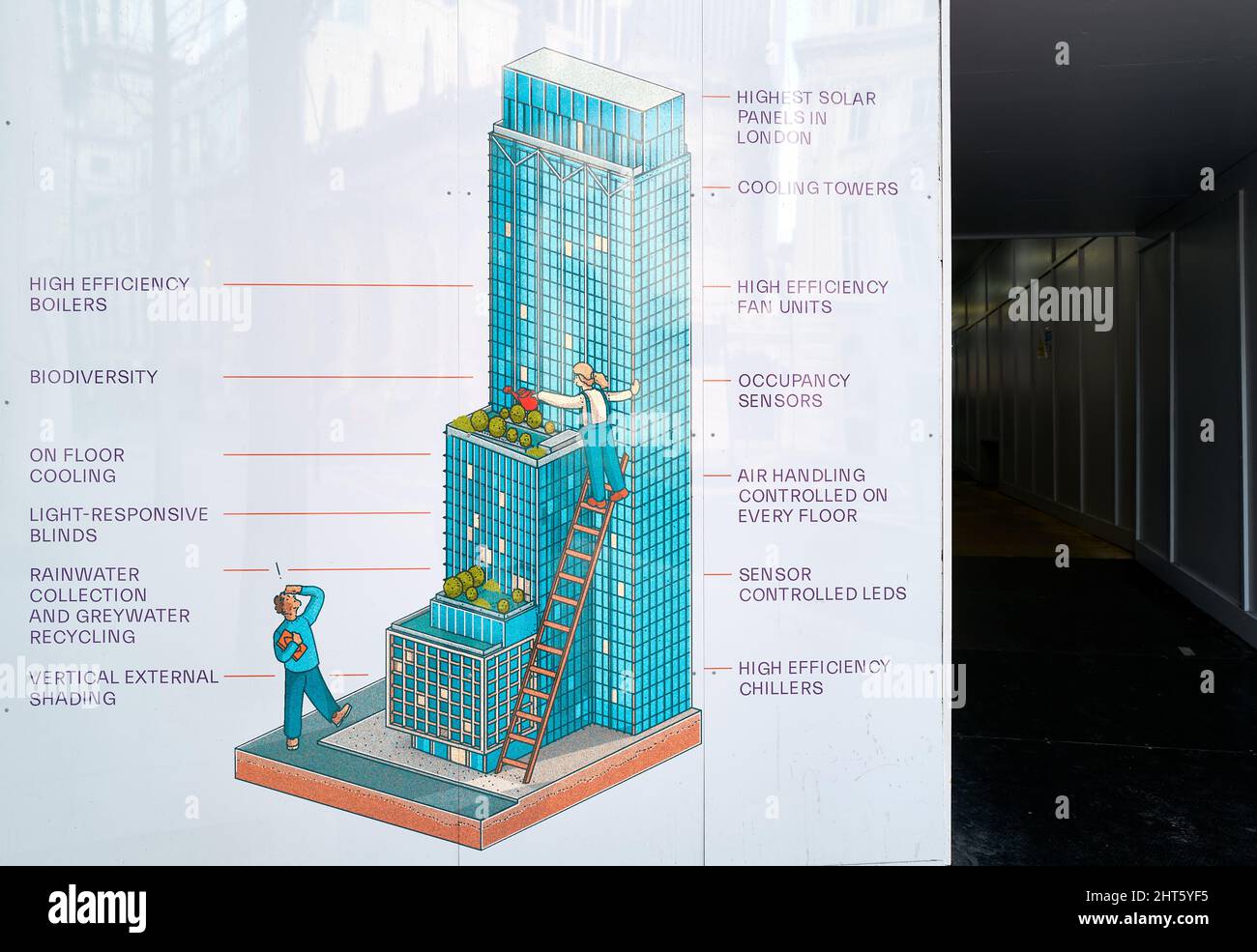 8 Bishopsgate, City of London, Inghilterra, un grattacielo in costruzione, febbraio 2022. Foto Stock