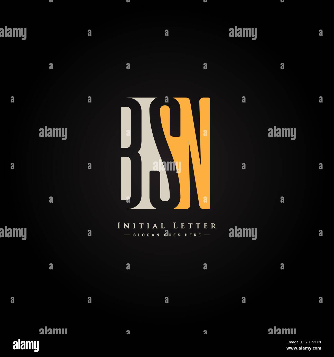 Logo BSN lettera iniziale - Logo semplice per gli alfabeti B, S e N - modello di logo per le iniziali del nome commerciale in stile monogramma Illustrazione Vettoriale
