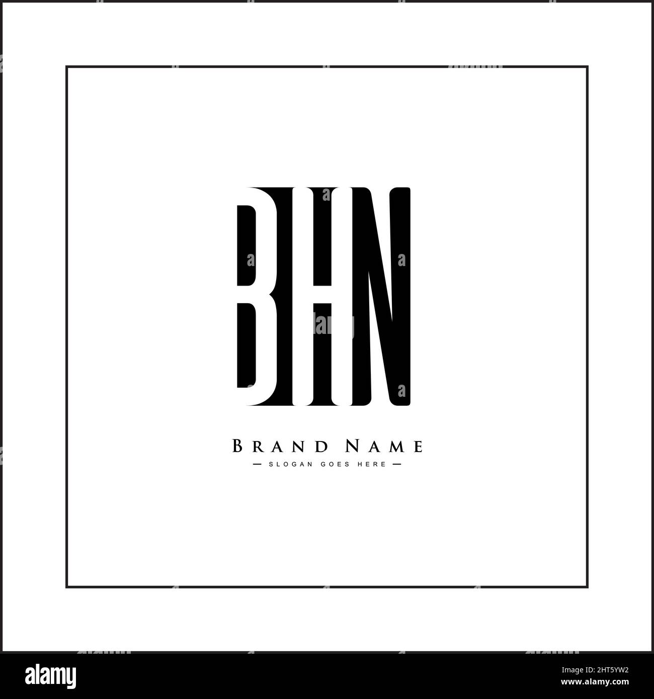 Logo minimal Business per Alphabet BHN - lettera iniziale B, H e N - modello di logo per le iniziali del nome commerciale in stile monogramma Illustrazione Vettoriale