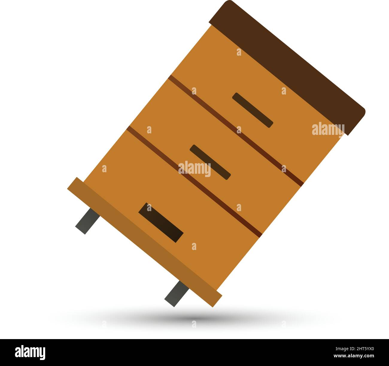 Cassettiera in legno , vettore su sfondo bianco Illustrazione Vettoriale