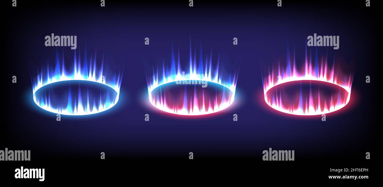 Collezione sci-fi high-tech in incandescente HUD. Il portale ologramma turbina la luce della scienza futuristica. Porta di ordito magico in fantasia di gioco. Neon circa Illustrazione Vettoriale