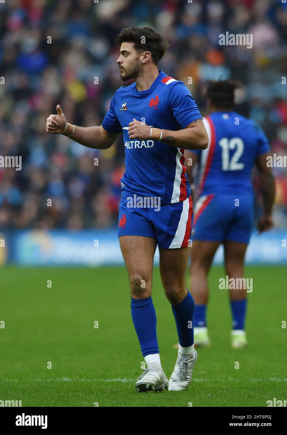 Edimburgo, Scozia, 26th febbraio 2022. Romain Ntamack di Francia durante la partita Guinness 6 Nations al Murrayfield Stadium di Edimburgo. Il credito d'immagine dovrebbe leggere: Neil Hanna / Sportimage Credit: Sportimage/Alamy Live News Foto Stock