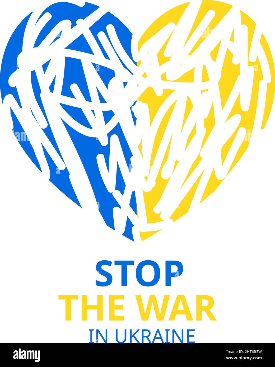Icona vettore forma bandiera cardiaca Ucraina patriottica. Simboli del paese ucraino in giallo blu a colori nazionali su sfondo bianco. Fermare la guerra a Ukrai Illustrazione Vettoriale