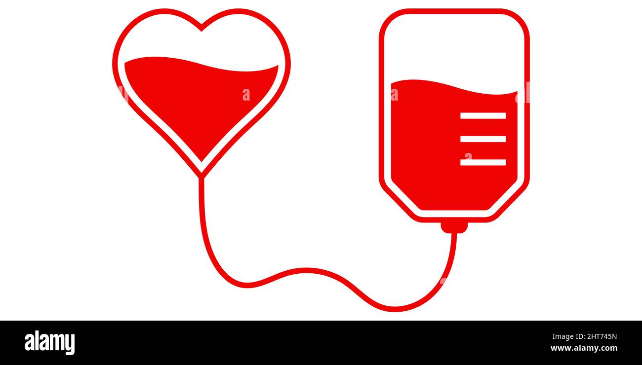 Icona del prelievo ematico e della trasfusione, segno del donatore, logo della stazione di trasfusione Illustrazione Vettoriale