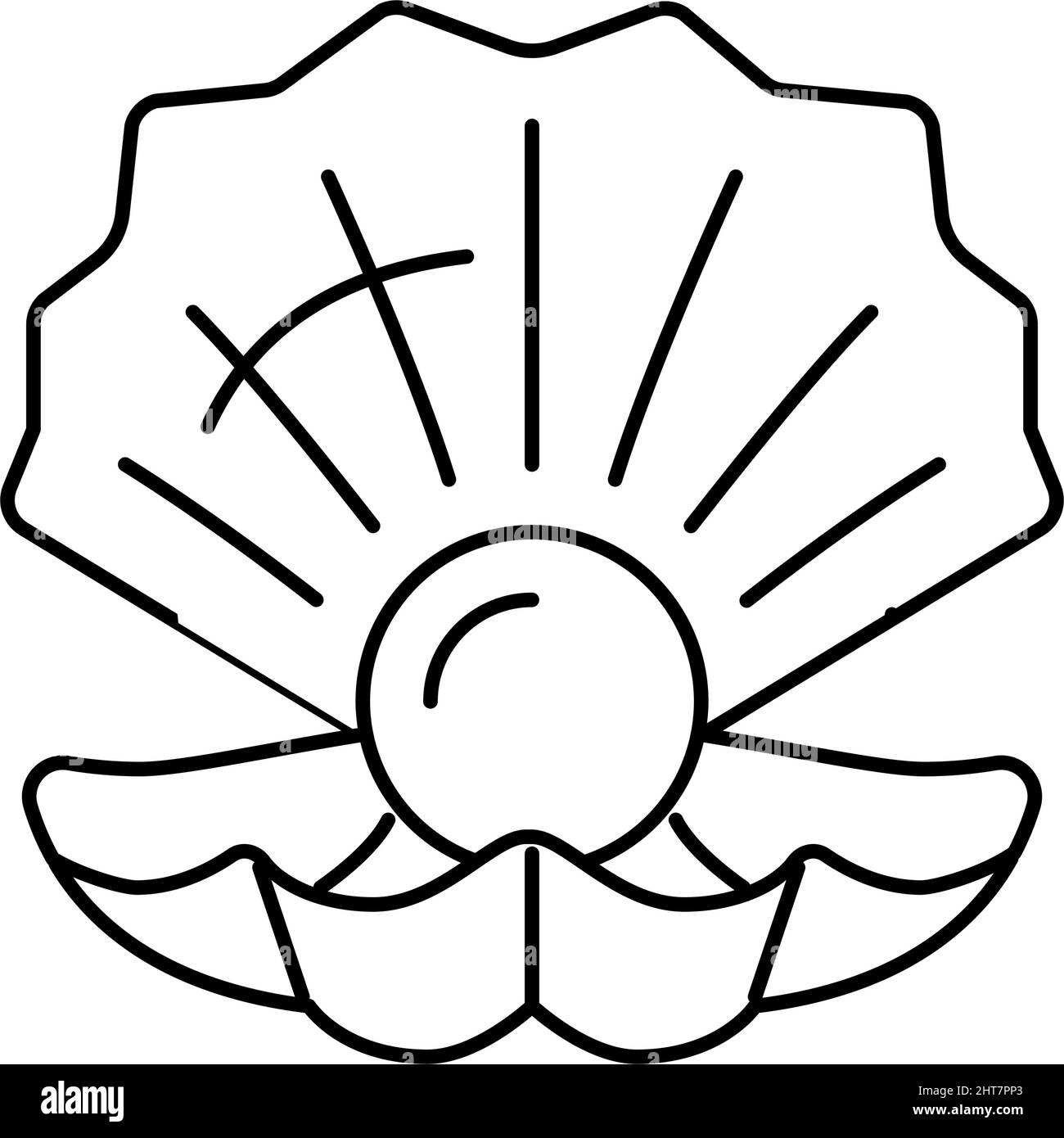 illustrazione vettoriale dell'icona della linea dell'ostrica perla Illustrazione Vettoriale