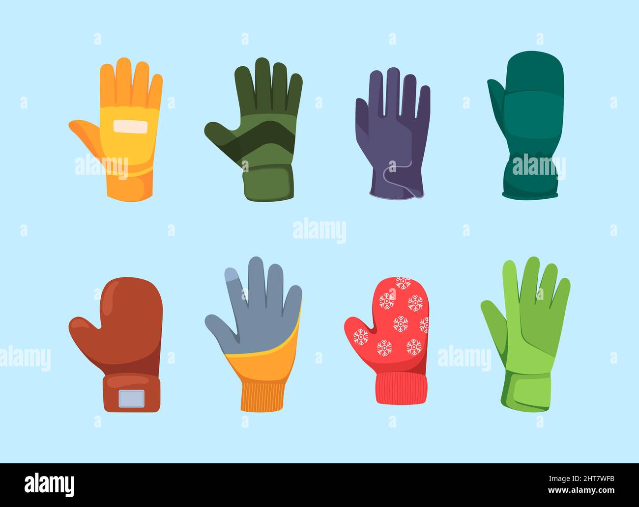 Collezione di guanti. Abbigliamento invernale invernale freddo per mani in  maglia e guanti in pelle decorati con disegni vettoriali in stile cartoon  Immagine e Vettoriale - Alamy