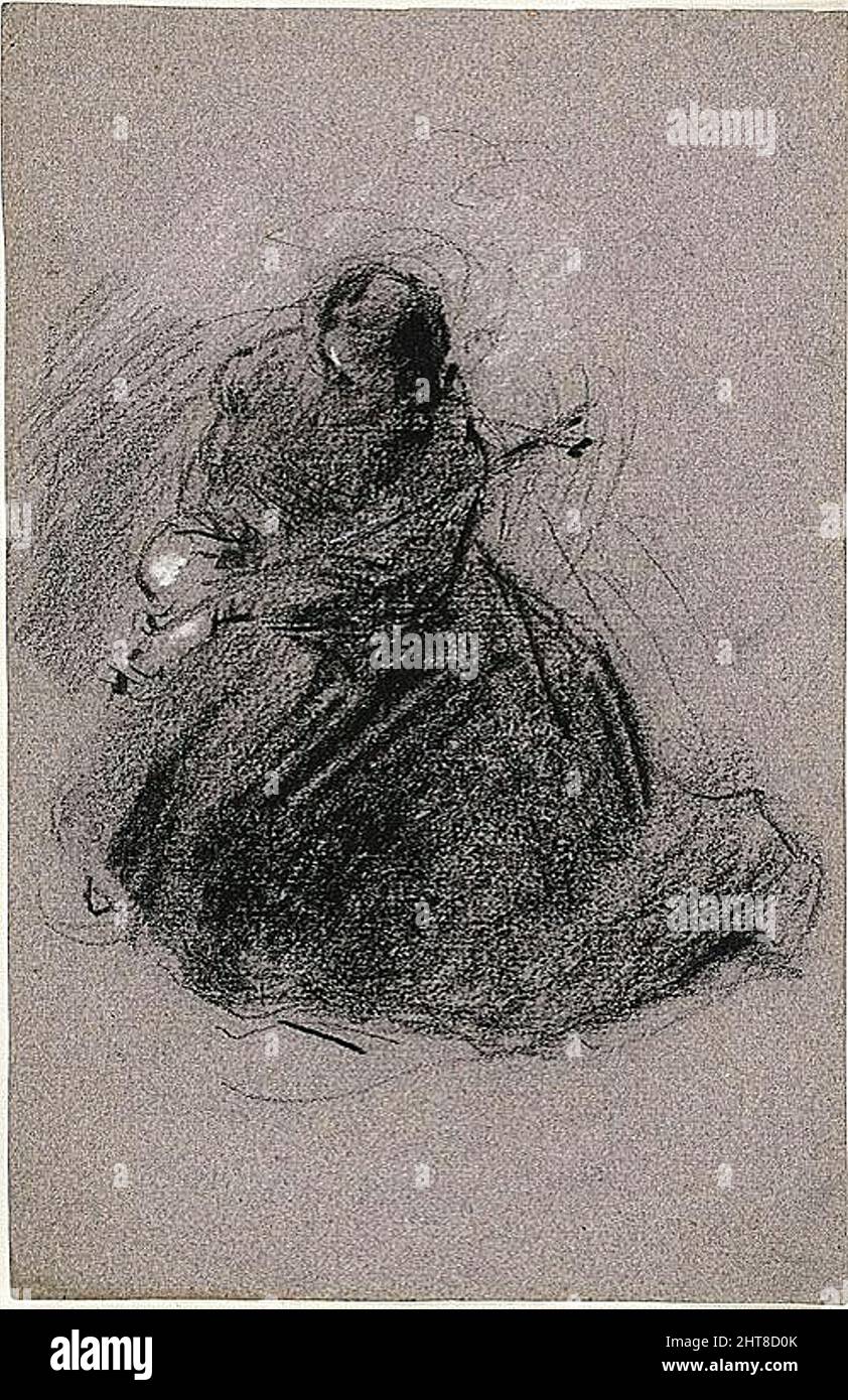 San Francesco (recto); due figure (verso), 1847/75. Foto Stock