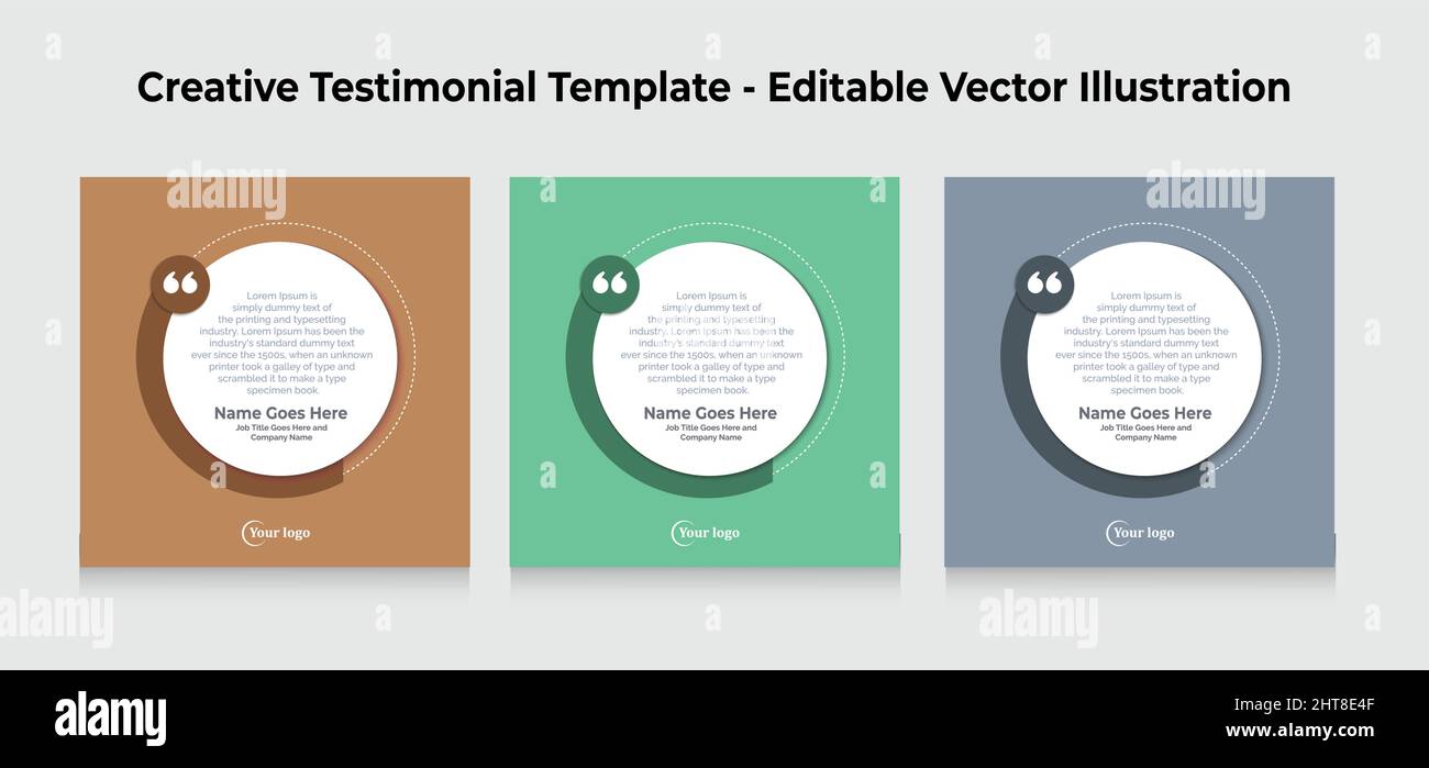 Modelli di testimonianza creativa - Illustrazione vettoriale editabile Illustrazione Vettoriale