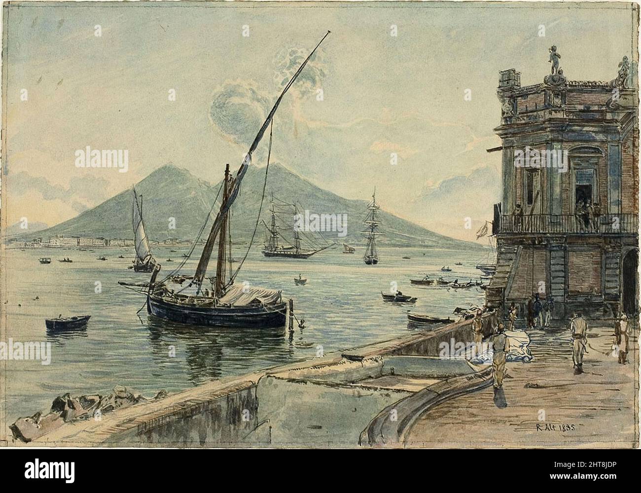 Napoli con il Monte Vesuvio, 1835. Foto Stock