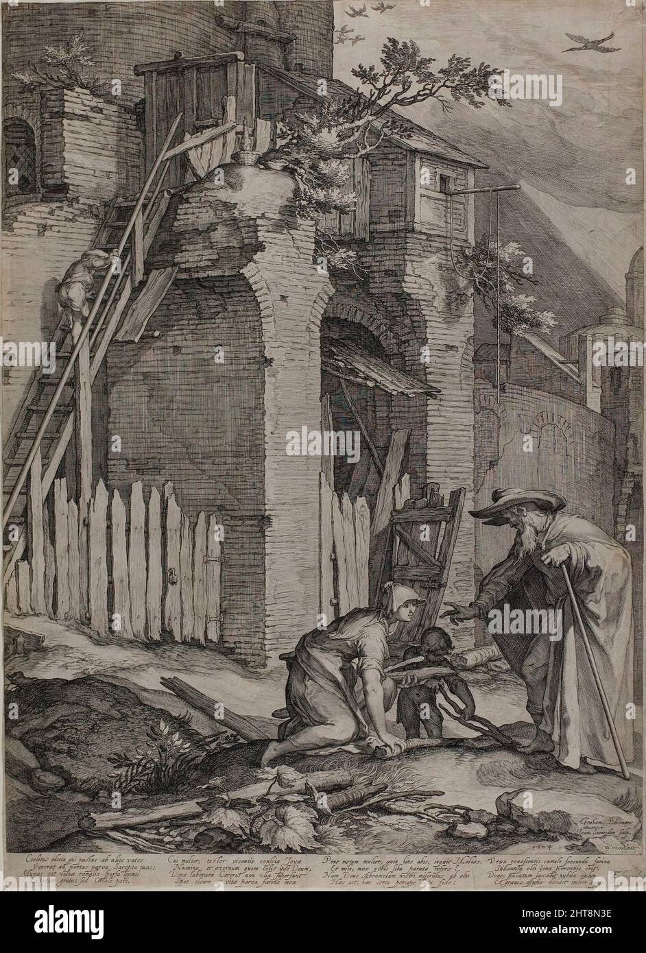 Il Profeta Elie arriva alla Casa di Sareptas' Widow, 1604. Foto Stock