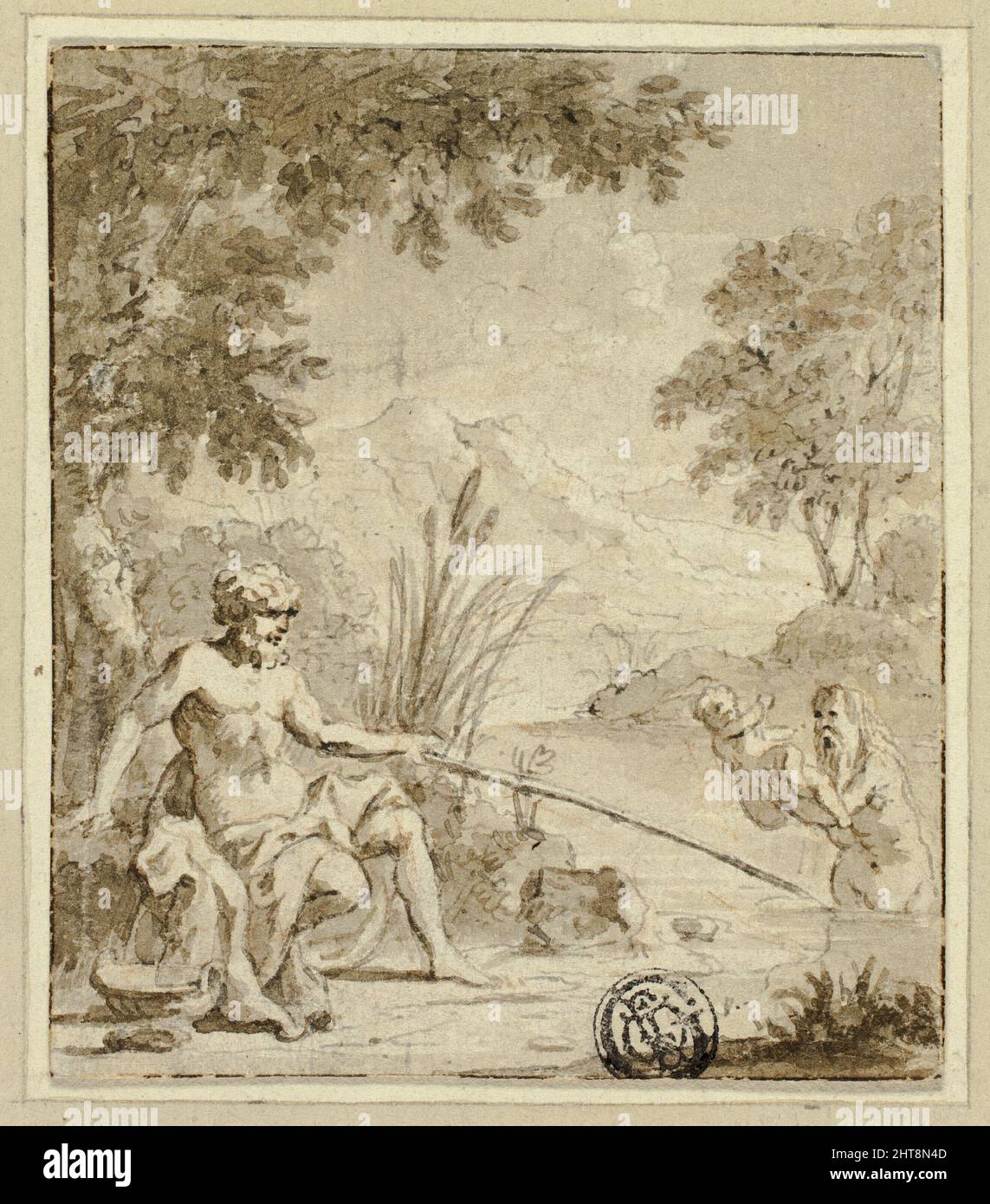 Nascita mitologica di un Dio o Demi-God da un fiume, n.d. Foto Stock