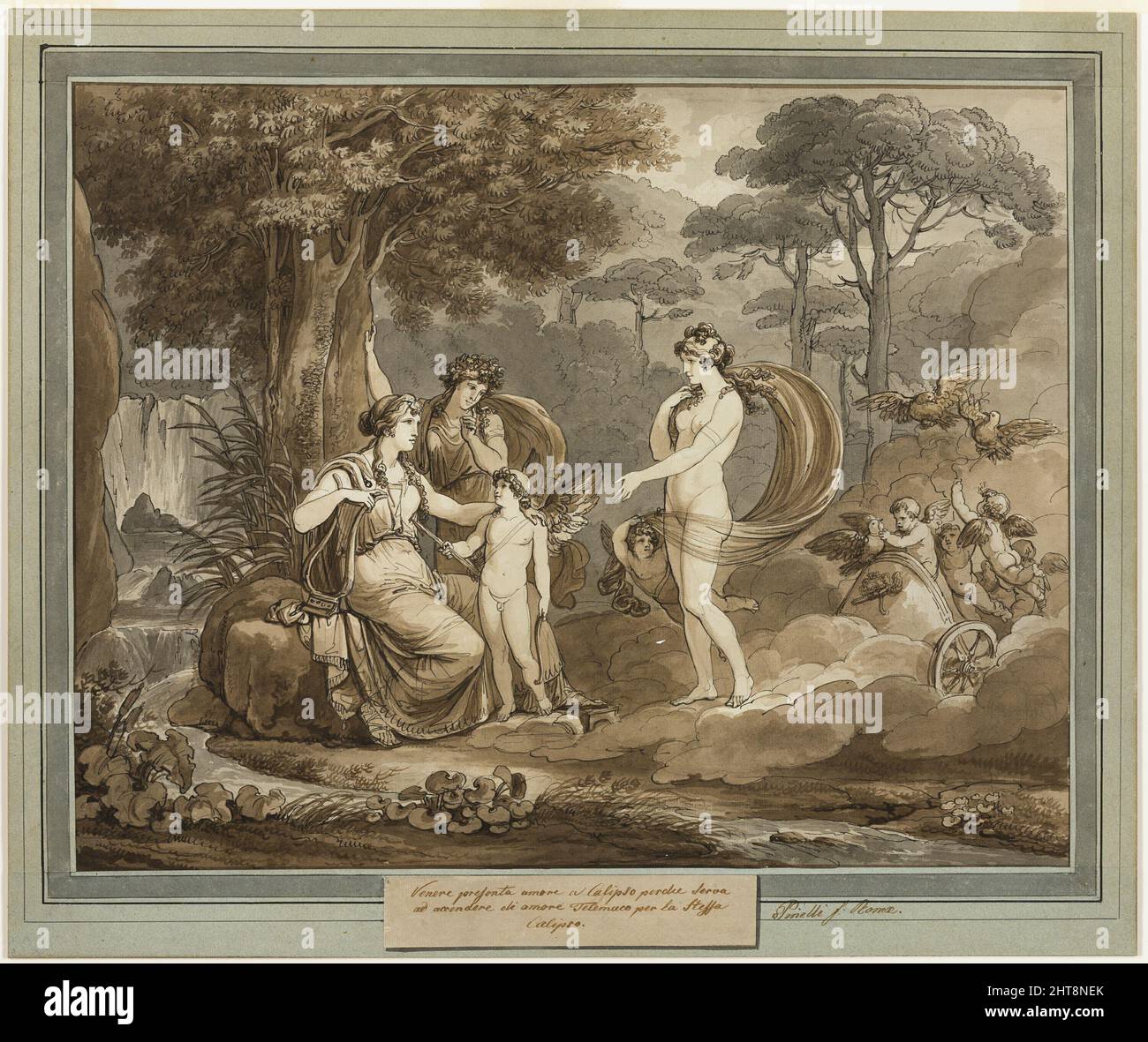 Venere presenta Cupido a Calypso, dalle avventure di Telemachus, Libro 7, 1808. Foto Stock