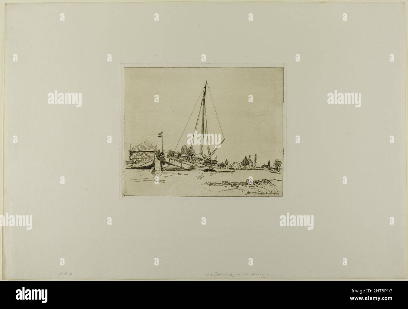 La barca ormeggiata, da Cahier de Six Eaux-Fortes, vues de Hollande, 1862. Foto Stock