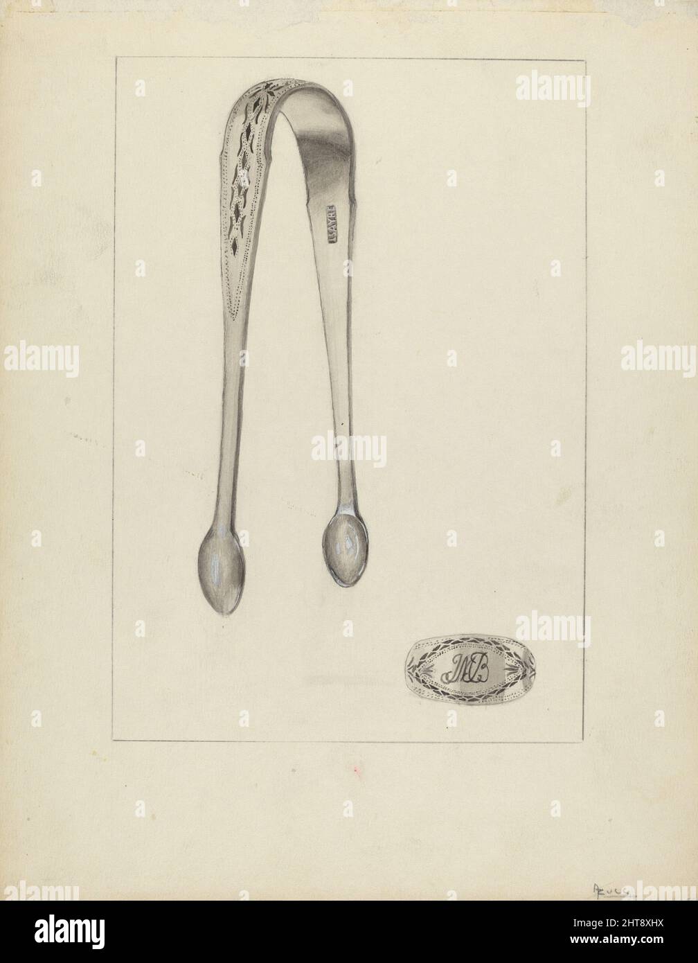 Pinze per zucchero argento, 1935/1942. Foto Stock