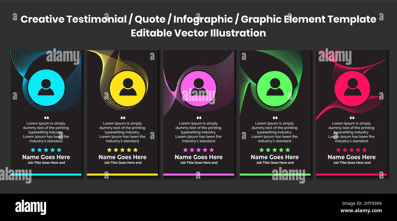 Modelli testimonial creativi, modelli preventivi creativi - Illustrazione vettoriale modificabile Illustrazione Vettoriale