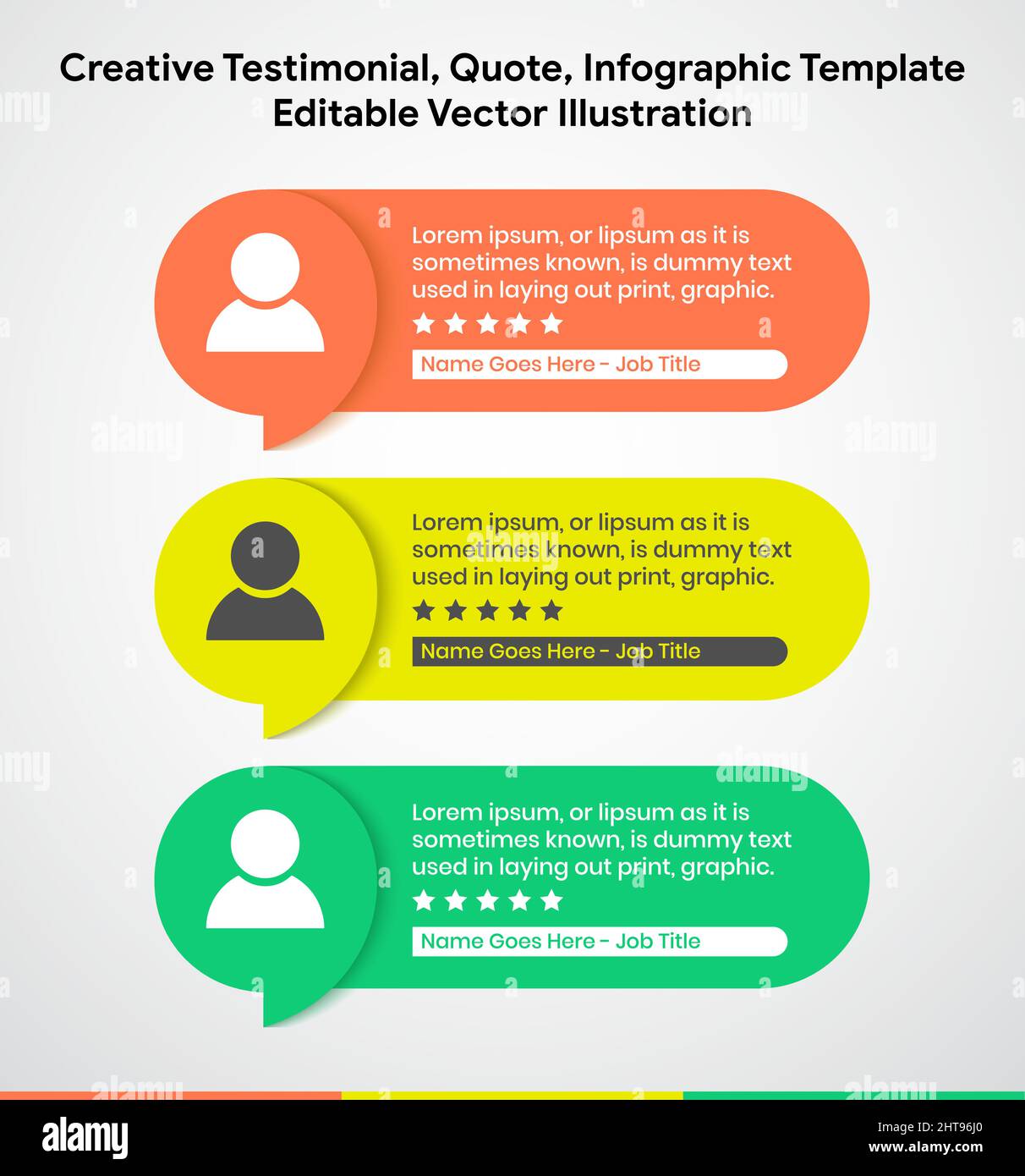 Creative Testimonial, quote , modello infografico Illustrazione vettoriale modificabile Illustrazione Vettoriale