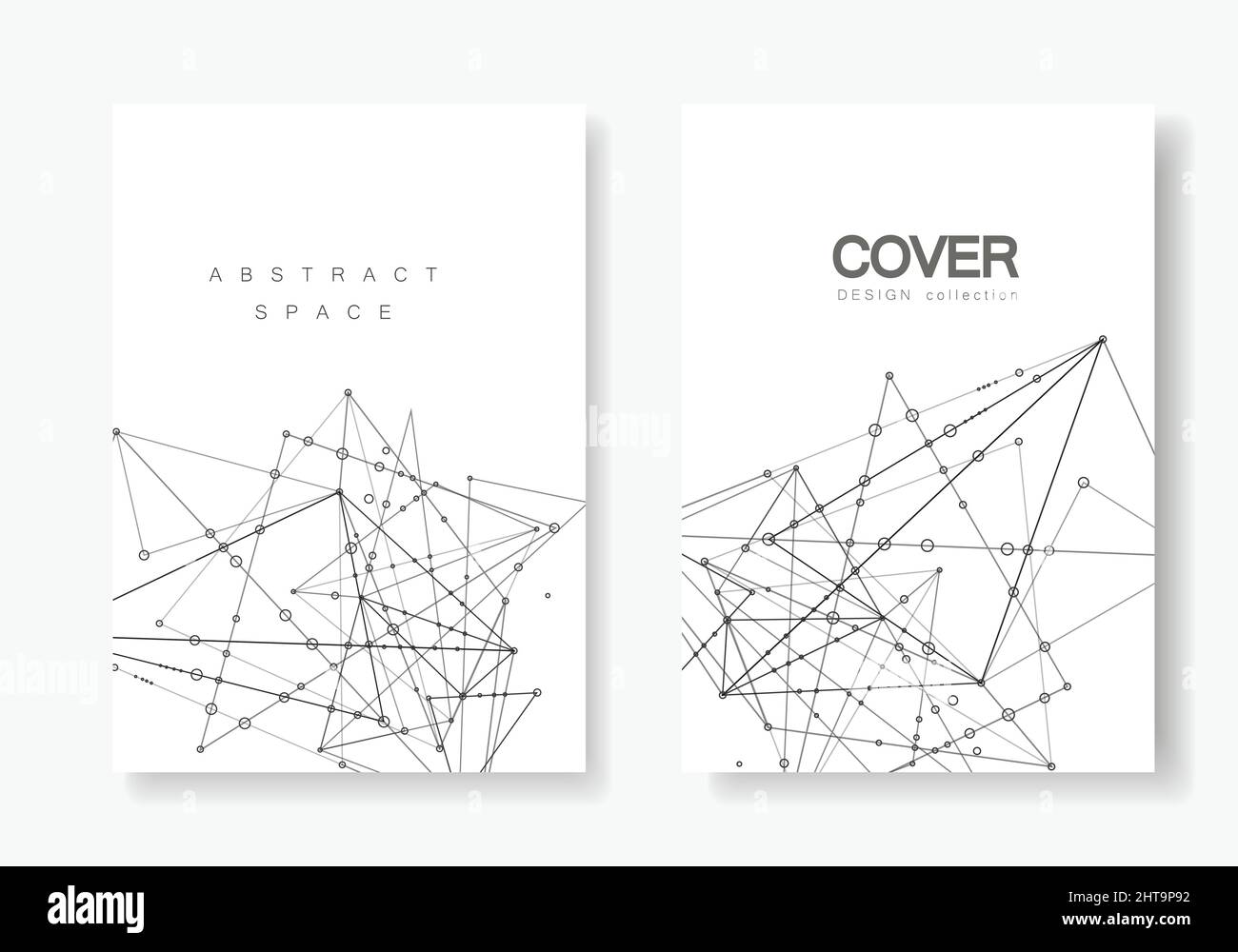 Moderni modelli vettoriali per copertina brochure in formato A4. Sfondo poligonale con punti e linee di connessione. Struttura astratta Illustrazione Vettoriale