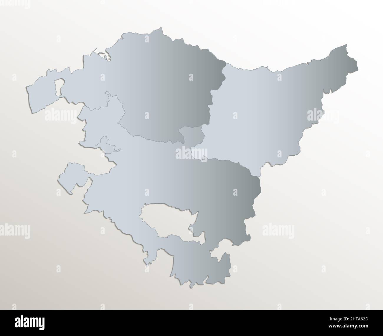 Mappa del Paese Basco, divisione amministrativa, carta blu scuro 3D, bianco Foto Stock