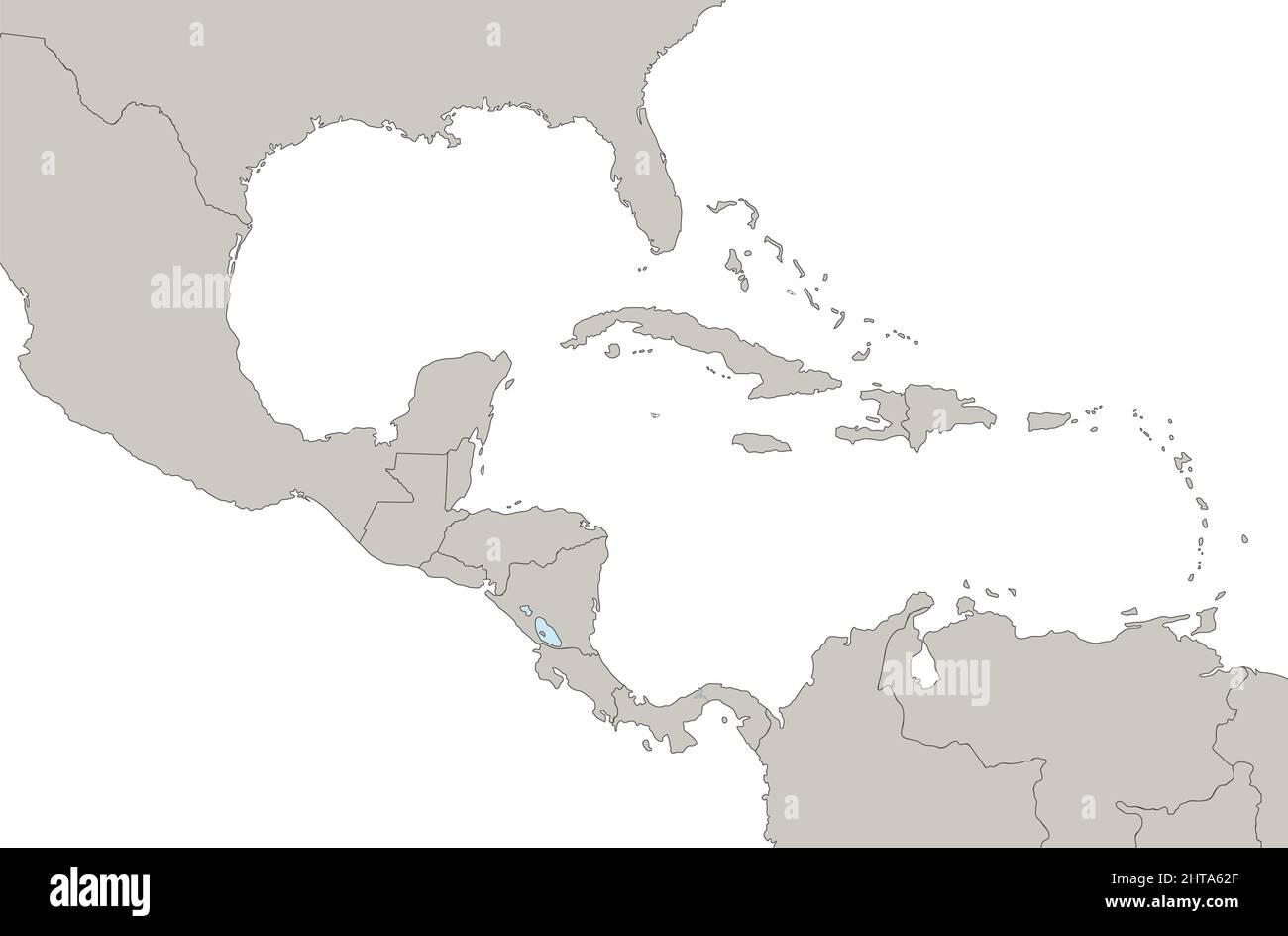 Isole Caraibi e America Centrale mappa, singole regioni, infografica, vuoto Foto Stock