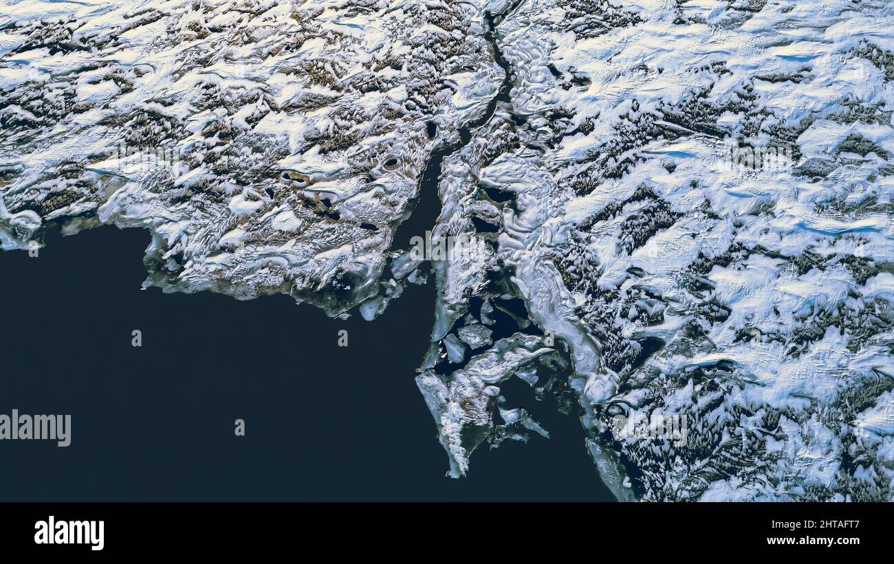 Antenna di lago ghiacciato con motivi Foto Stock