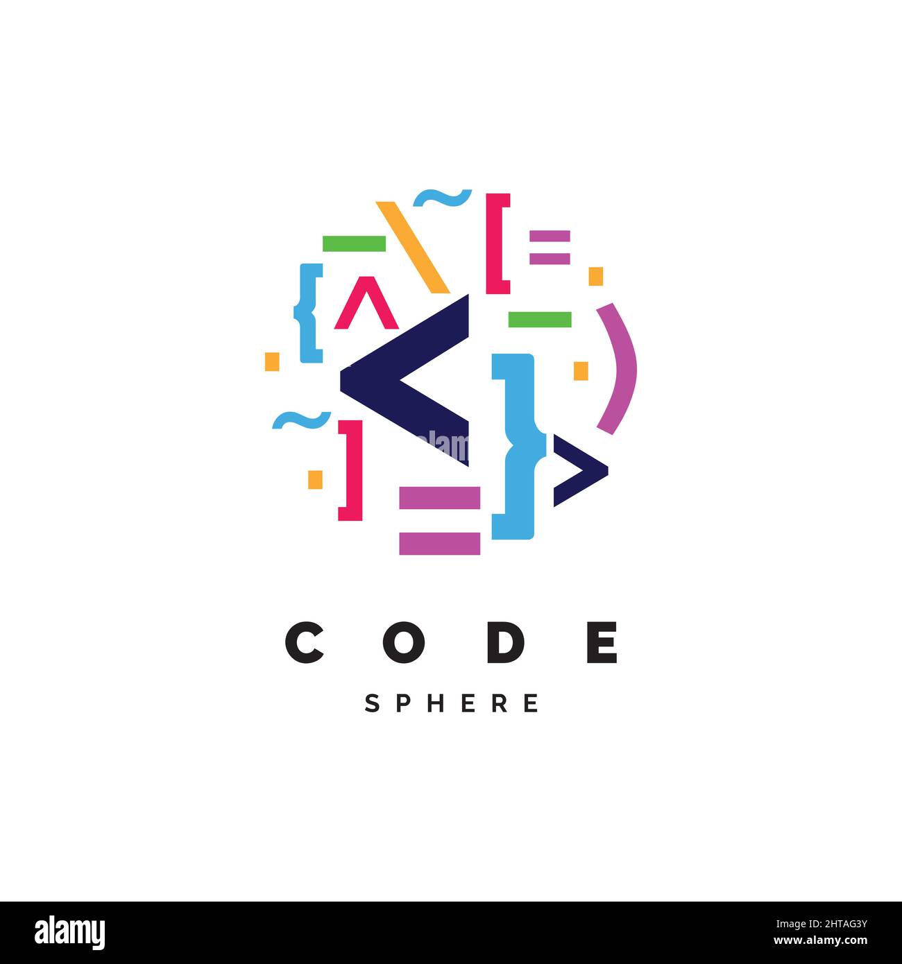 Modello vettore ispirazione simbolo di disegno del logo del codice Illustrazione Vettoriale