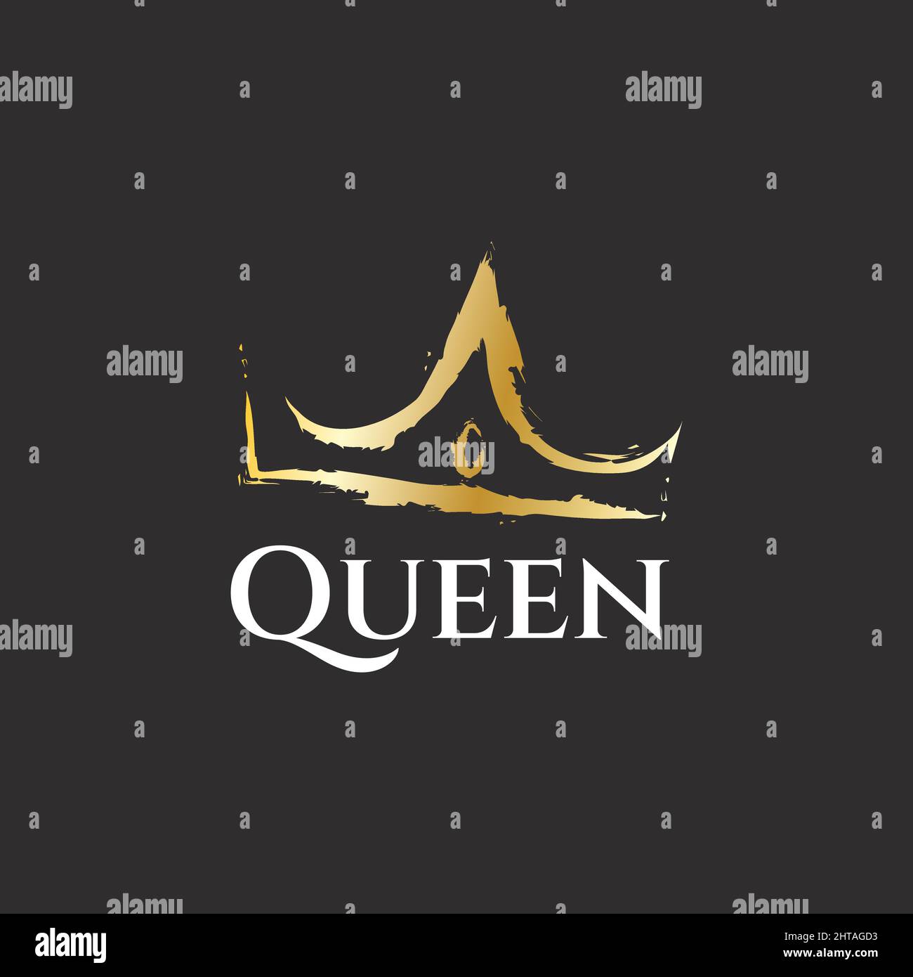 Modello vettoriale con logo Queen Crown Illustrazione Vettoriale