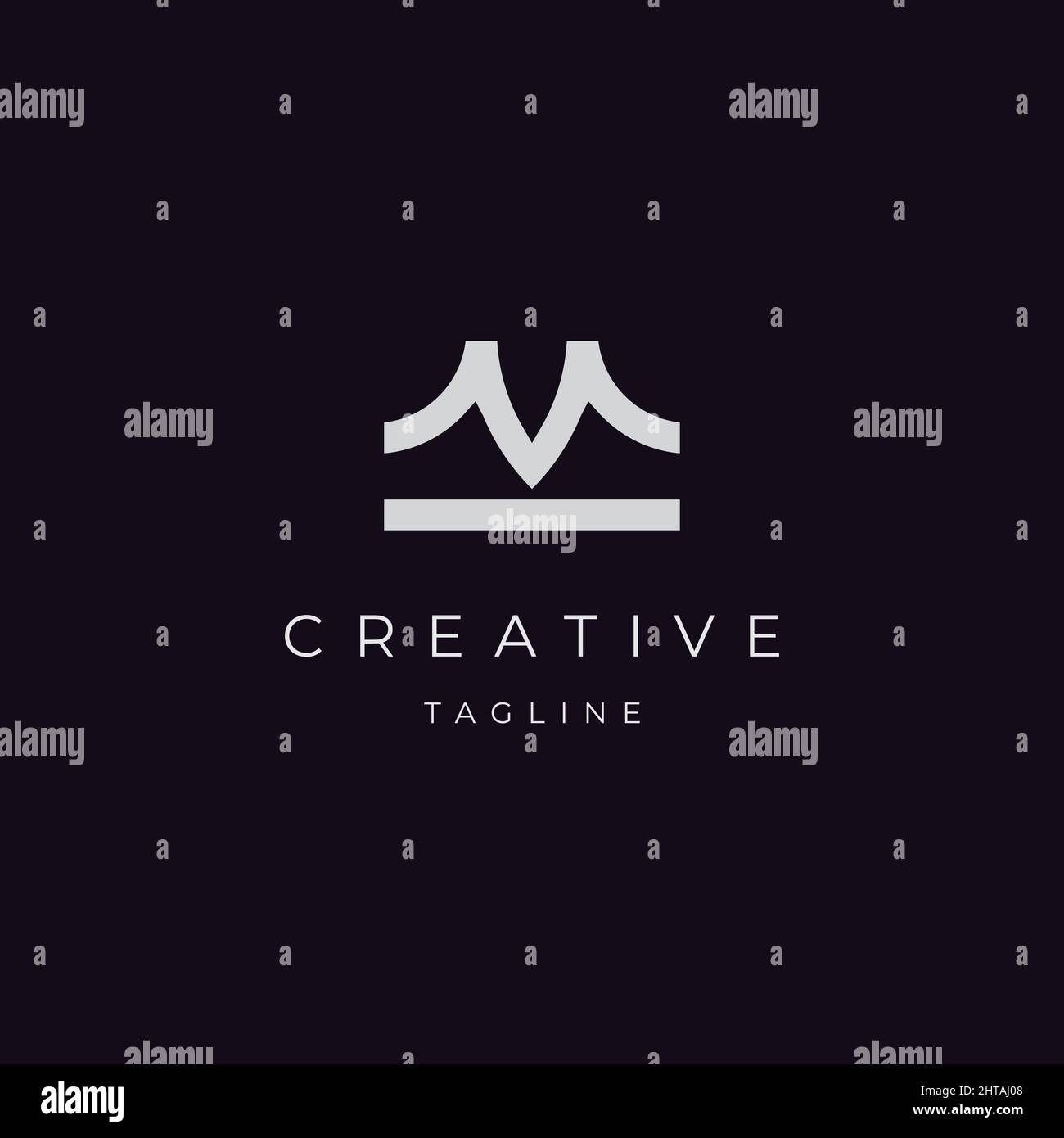 Modello vettoriale con disegno del logo M con lettera a corona Illustrazione Vettoriale