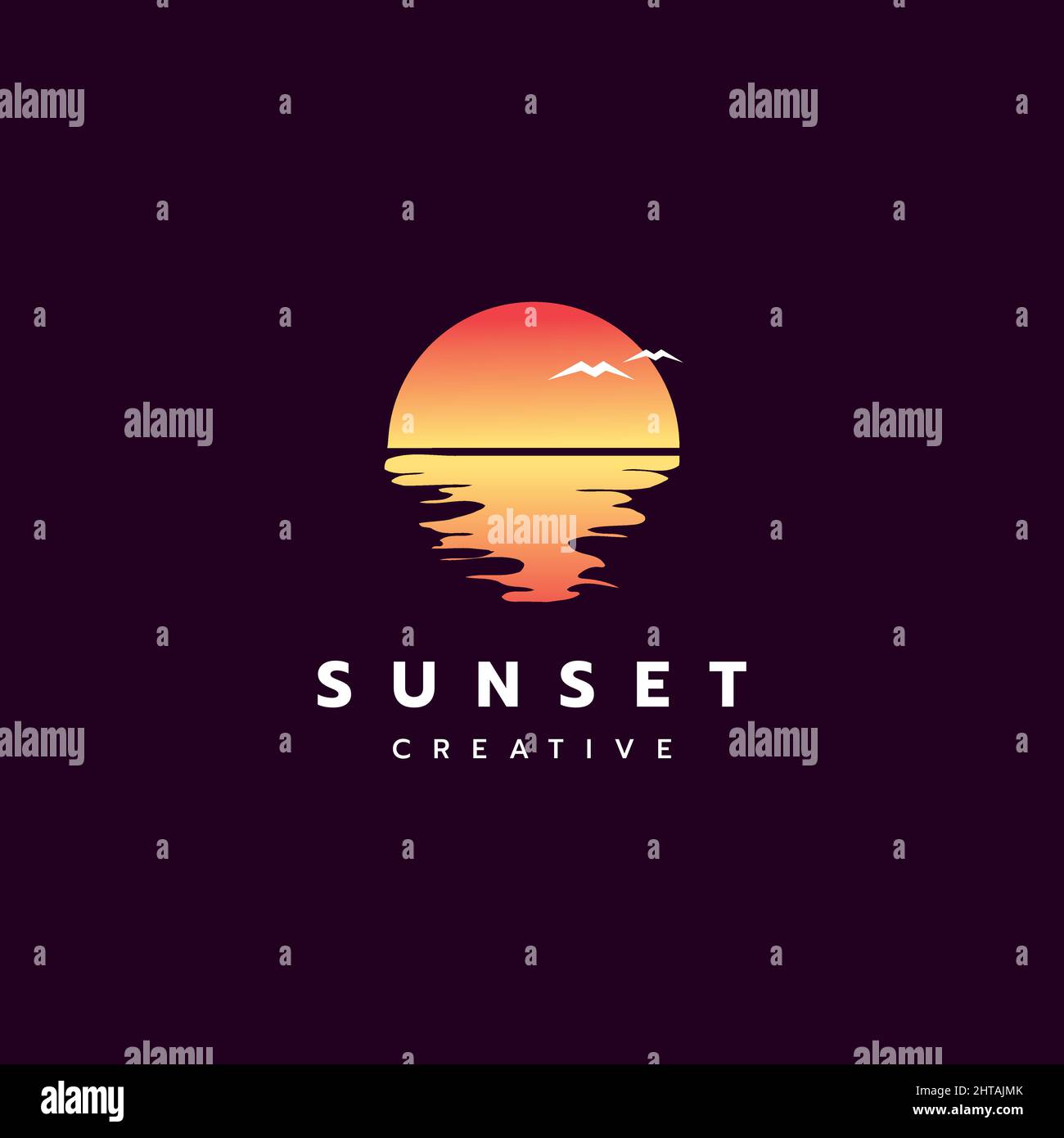 Modello vettoriale di illustrazione del logo Sunset Illustrazione Vettoriale