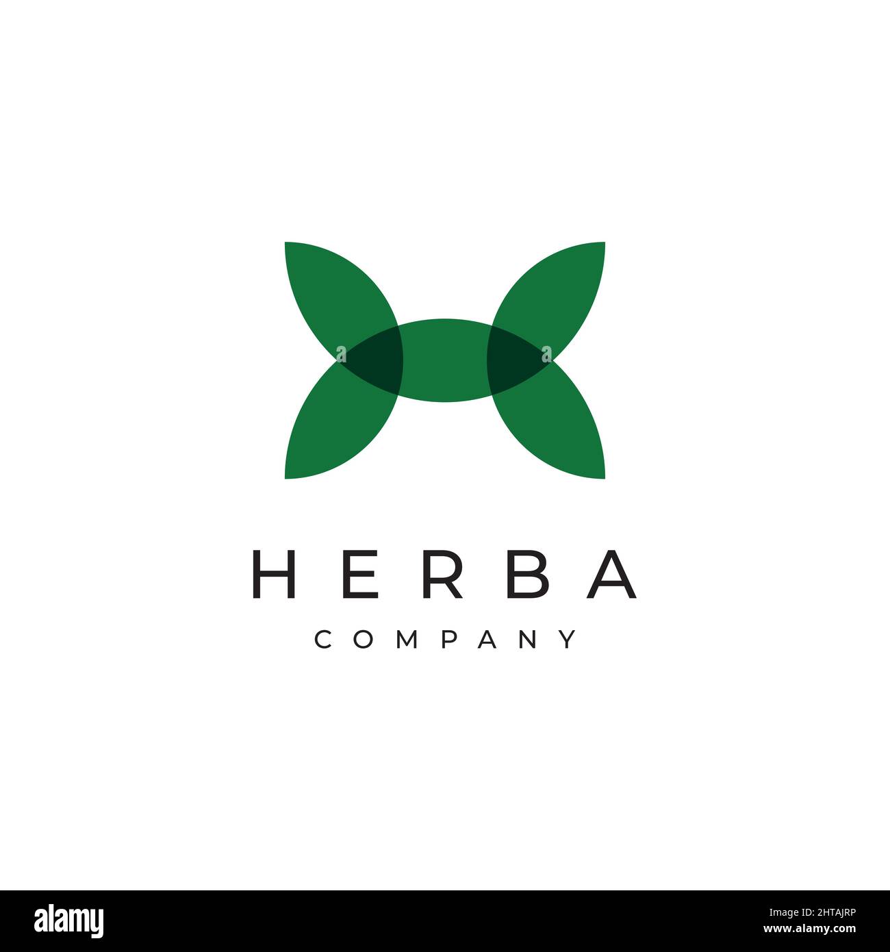 Logo a foglia con modello vettoriale con logo a forma di lettera H. Illustrazione Vettoriale