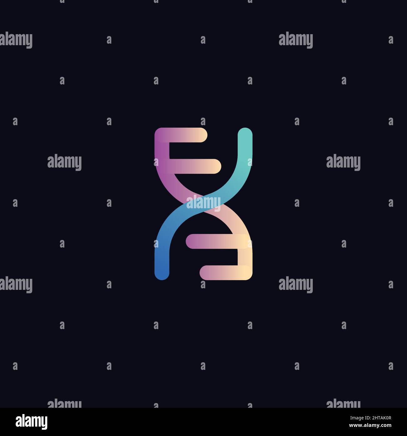 Modello vettoriale di progettazione del logo DNA Science. Icona dell'elica creativa Illustrazione Vettoriale