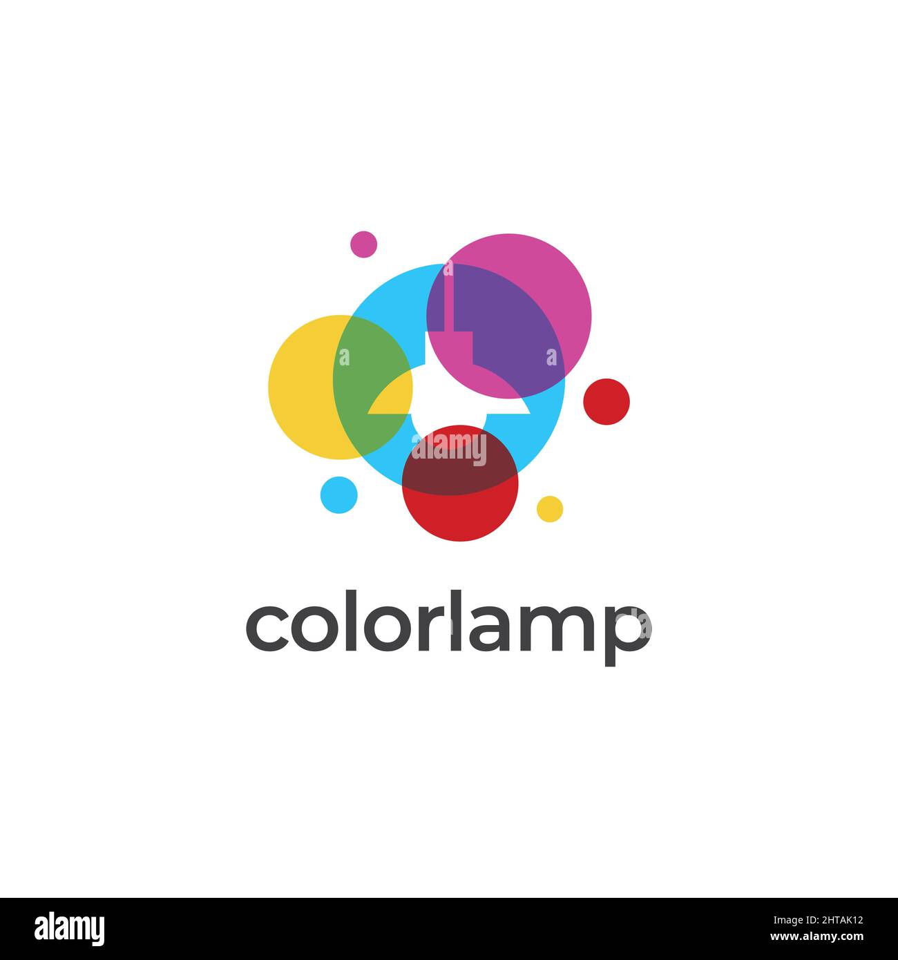 Modello vettoriale con disegno del logo della lampada a colori Illustrazione Vettoriale